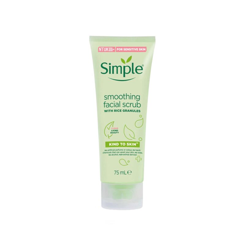 Simple smoothing facial scrub with rice granules