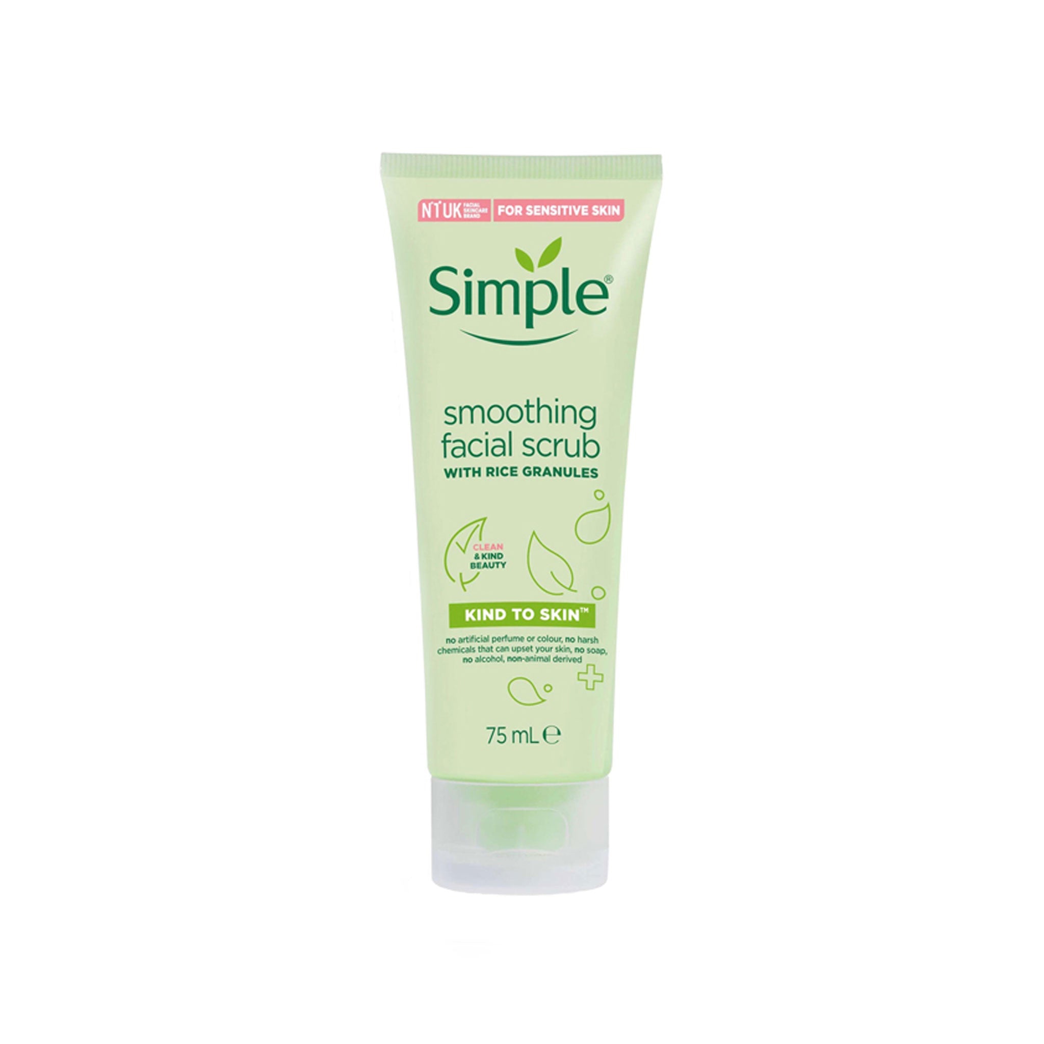 Simple smoothing facial scrub with rice granules